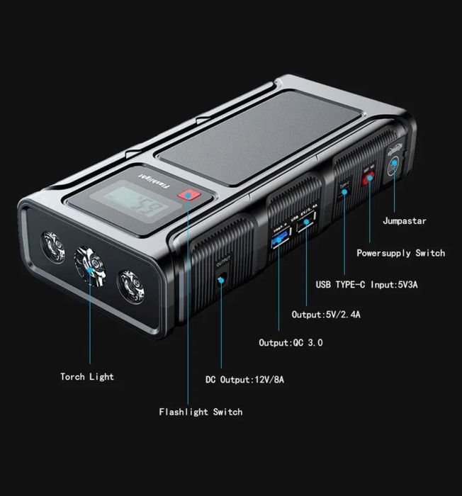 Arrancador / Booster portátil de Baterias 2000A ( 22000mah )( NOVO )