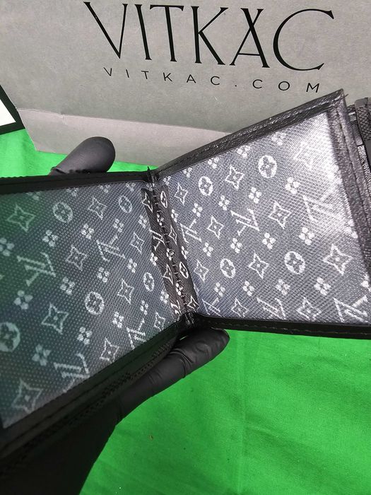 Portfele Meskie Louis Vuitton portfel czarny lv Premium kratka