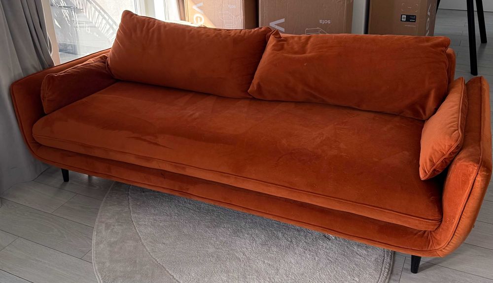 Kanapa rozkładana terakota, ruda 225 cm