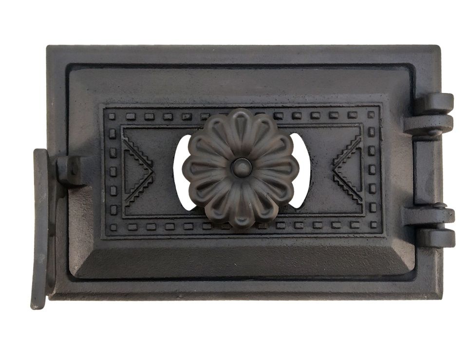 Чугунная дверца для печи со стеклом  и регулировкой подачи воздуха