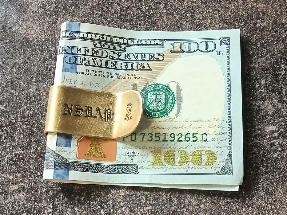 Зажим для денег и бумаг с клеймом nsdap германия рейх вермахт бронза