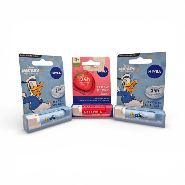 Zestaw Pomadek Nivea - Kaczor Donald + Strawberry Shine