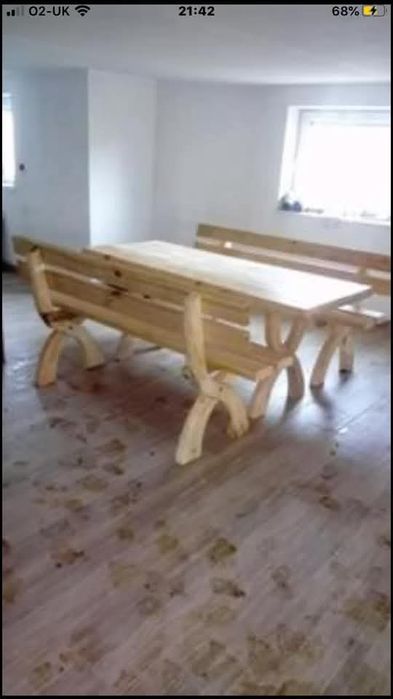 Ławki i stol ogrodowy drewniany