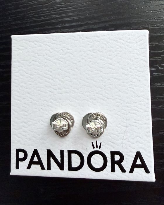 PANDORA tt oryginalne unikatowe kolczyki złoto 14k/srebro 925