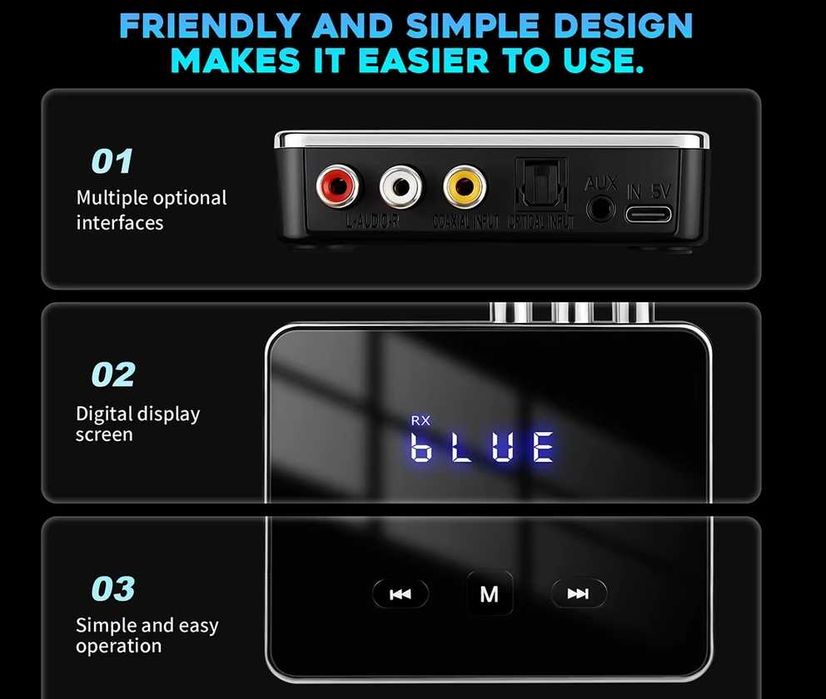 RT06  Bluetooth 6.0  приймач-передавач 3 in 1