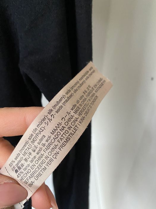 Massimo Dutti czarny klasyczny sweter z bufiastymi rękawami S 36 Wełna Jedwab Wool Silk