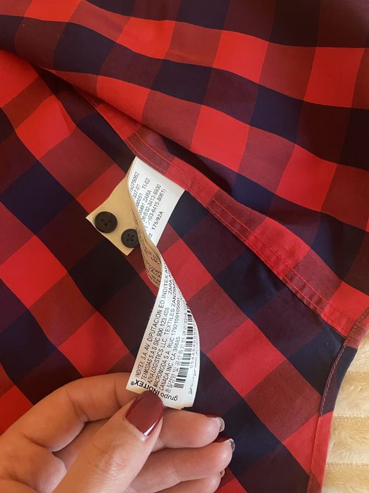 Koszula NOWA ZARA unisex roz. 38 Slim w kratkę granatowo-czerwona