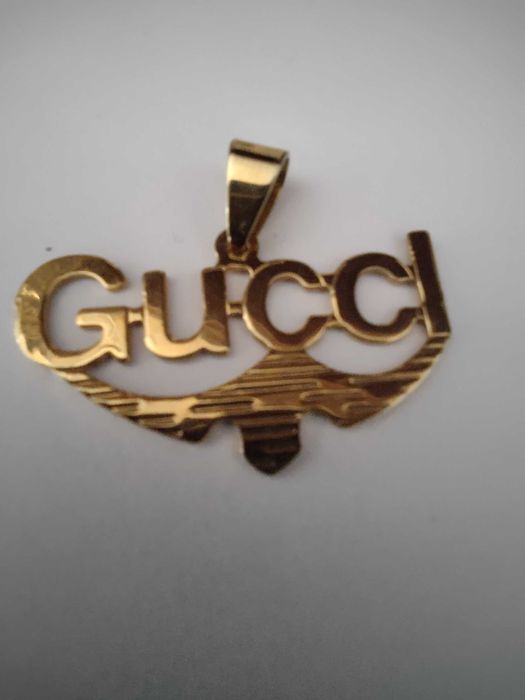 Piękny wisiorek GUCCI brąz zlocony