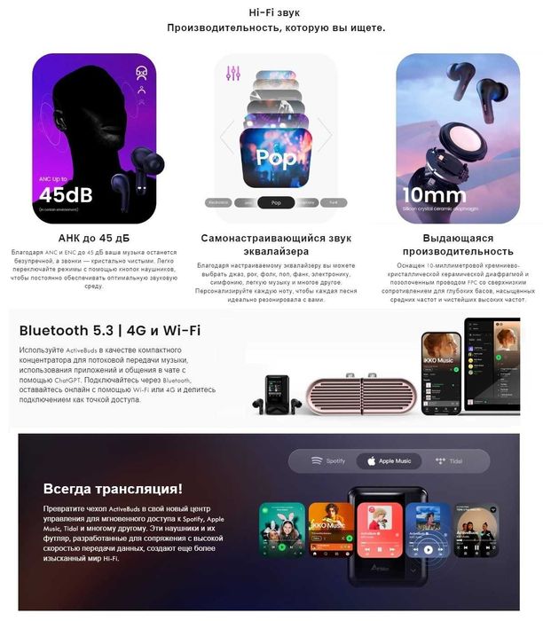 ‼️ iKKO ActiveBuds - наушники, Ai ChatGPT онлайн переводчик 60+ языков