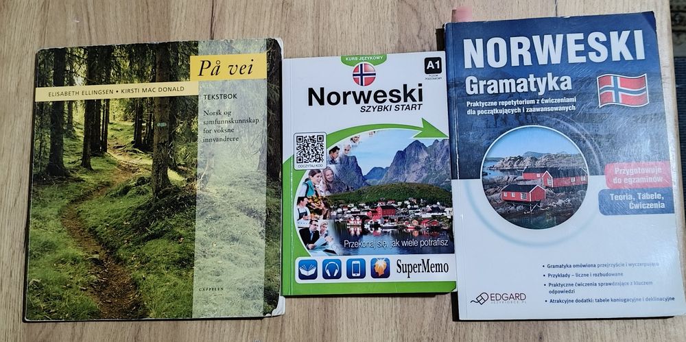 Zestaw do nauki norweskiego 3 książki Podręczniki plus słownik