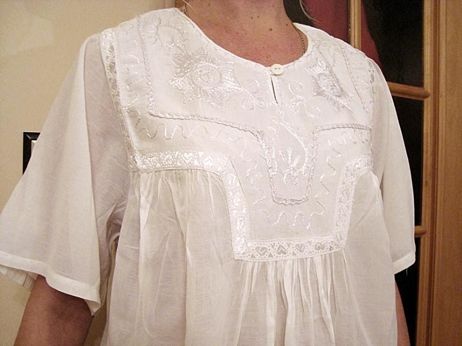 Biała duża bluzka,tunika roz.XL/XXL indyjska-ciążowa