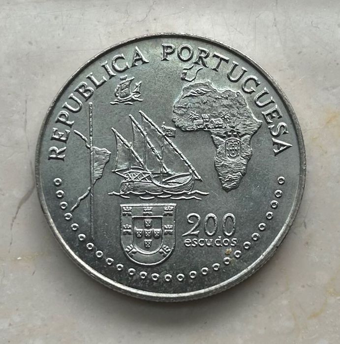 Moeda 200 escudos portugueses 1994 Tratado de Tordesilhas