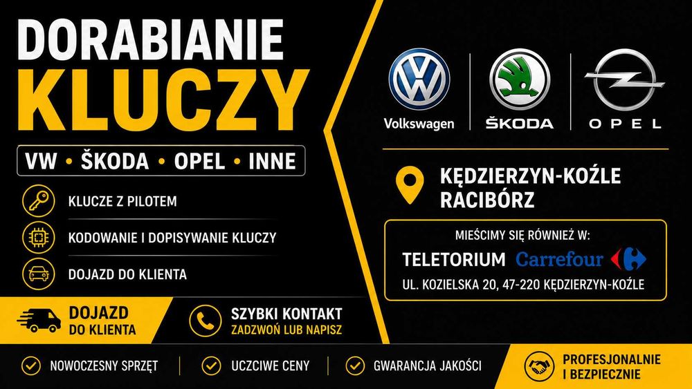 Dorabianie i kodowanie kluczy samochodowych - VW, Skoda, Opel - inne | Kędzierzyn-Koźle | Racibórz | Dojazd