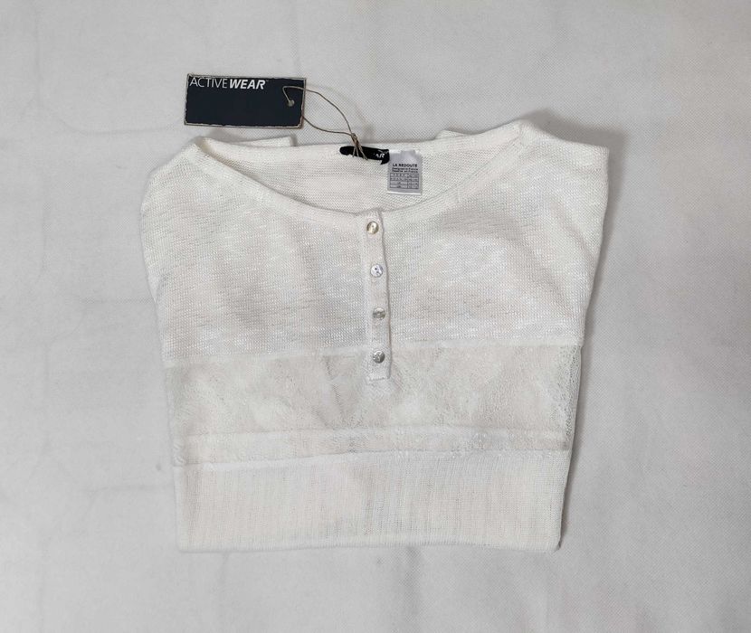 Bluzka damska sweterkowa ecru sweter ażurowy LA REDOUTE 44/46 SW0110