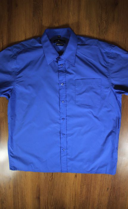 Koszula Marcel Battiston r. XXL 45/46 niebieska męska krótki rękaw gładka