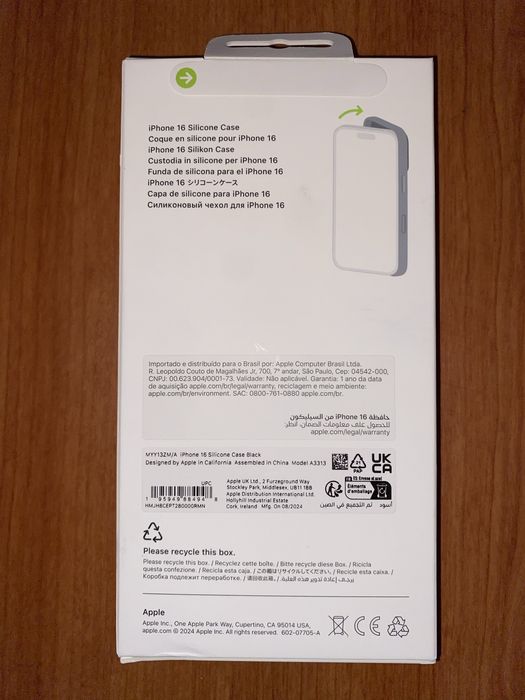 Capa Silicone Preta iPhone 16