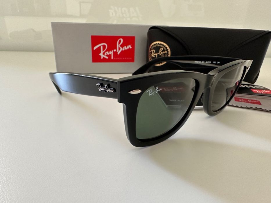 RayBan Original RB2140 Wayfarer Preto Verde G15 Novos
