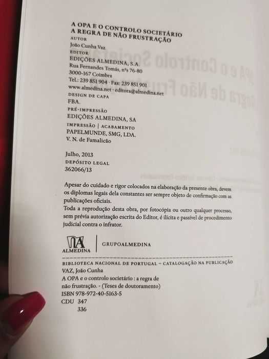 Livro "A OPA e o Controlo Societário"