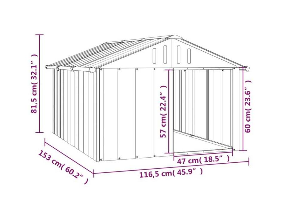 Buda dla psa, antracytowa, 116,5x153x81,5 cm
