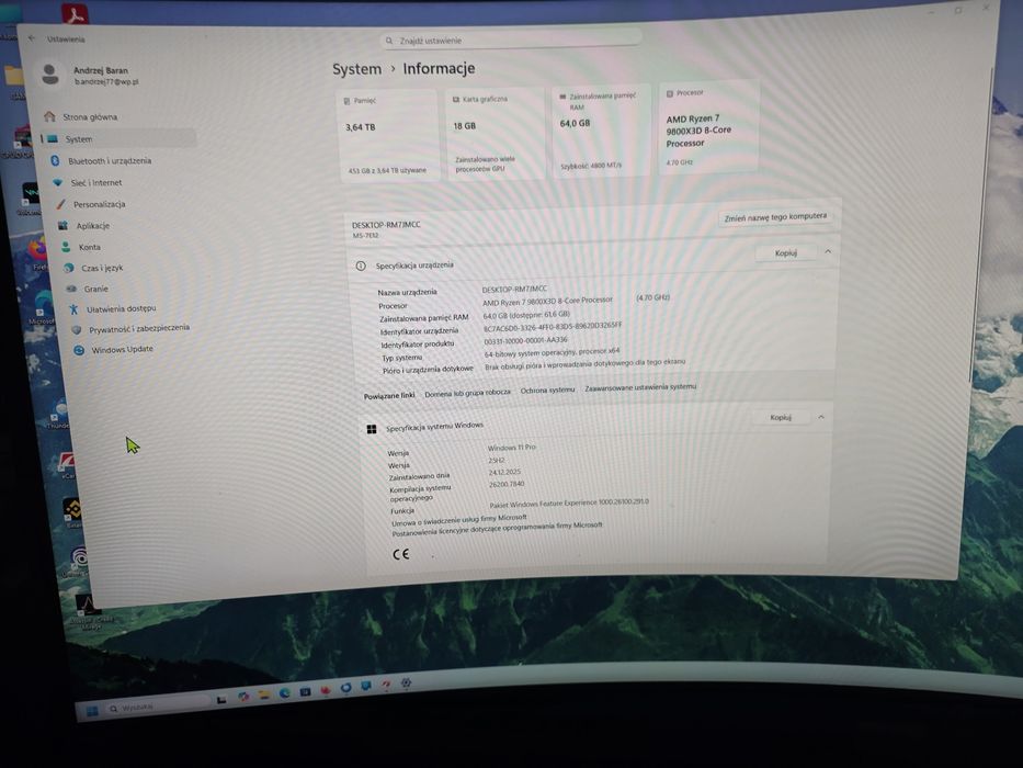 RTX 4080 SUPER + RYZEN 7800X3D + 64GB + NEO G9 49” – KOMPLET