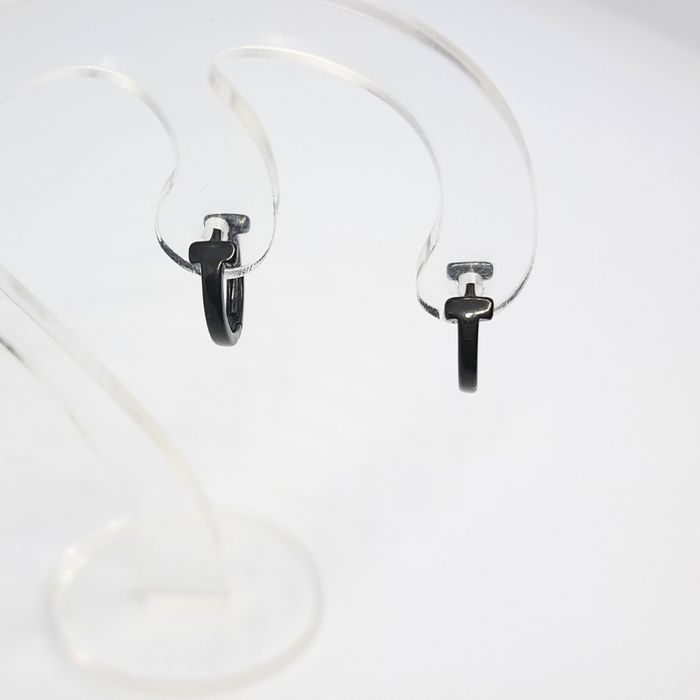 Czarne kolczyki małe kółeczka - Stal chirurgiczna