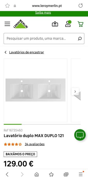 Lavatório duplo cerâmica