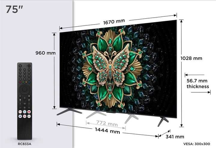 Телевізор QD-MiniLED TCL 75C6K Частота оновлення : 48 Гц - 144 Гц !