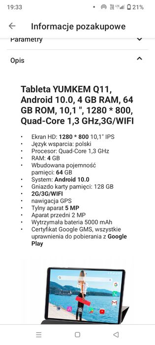 Sprzedam Tablet Yumken