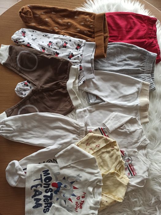 Zestaw paka 7x spodnie półśpiochy 3x bluza kaftaniki rozm 62