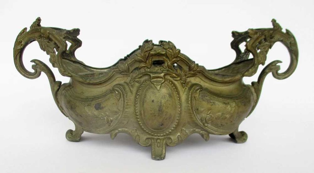 Antigo centro de mesa floreira Arte Nova Francesa em estanho