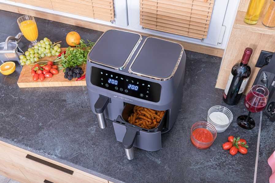 Frytkownica 8L 2500W beztłuszczowa ARTRONIX Air Fryer  GRAFITOWA 2x 4L