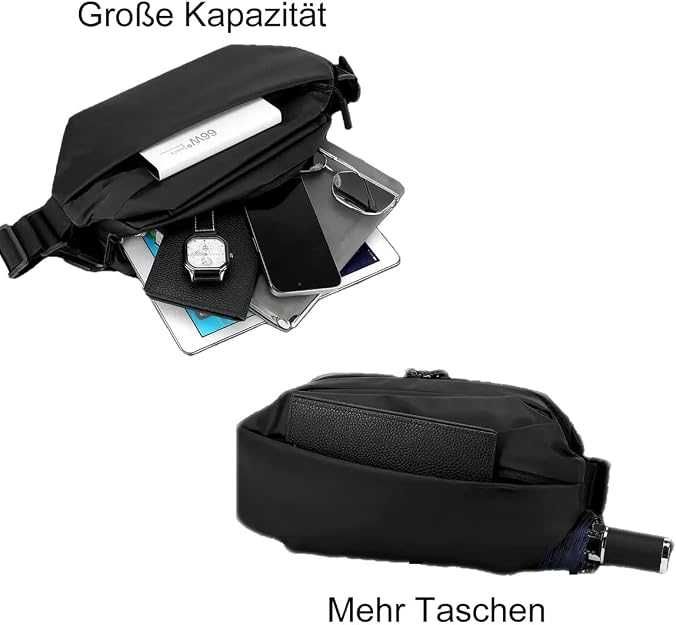 Torba męska sling bag na ramię nylon wodoodporna saszetka niebieska 3l