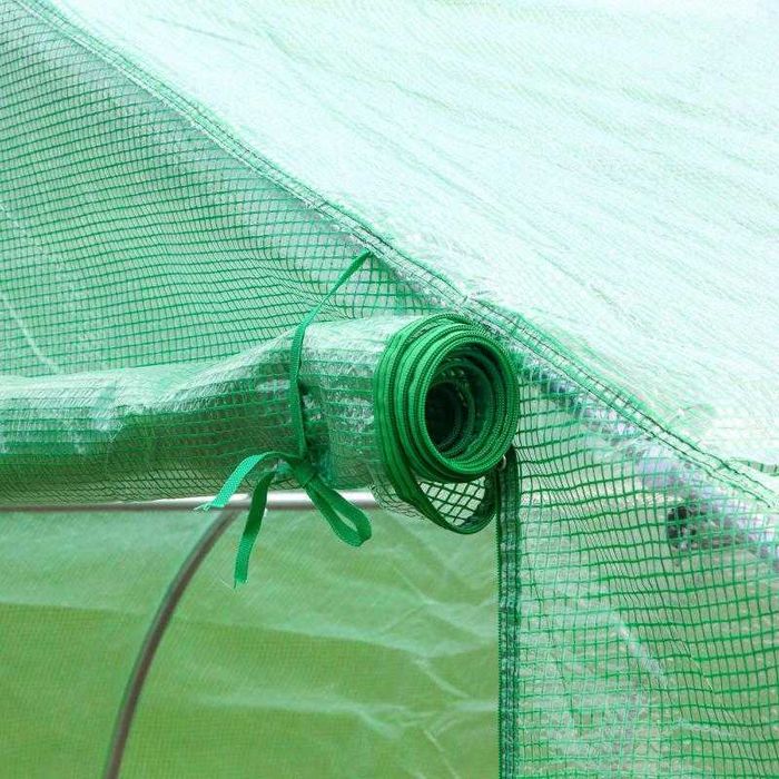Estufa de Túnel 5,95x3x2 m com 12 Janelas e Porta de Enrolar