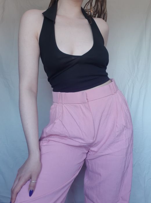Czarna krótka bluzka crop top XL 42