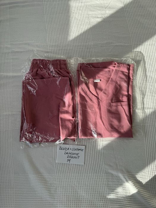 Komplet medyczny damski M scrubs uniform malinowy róż nowy