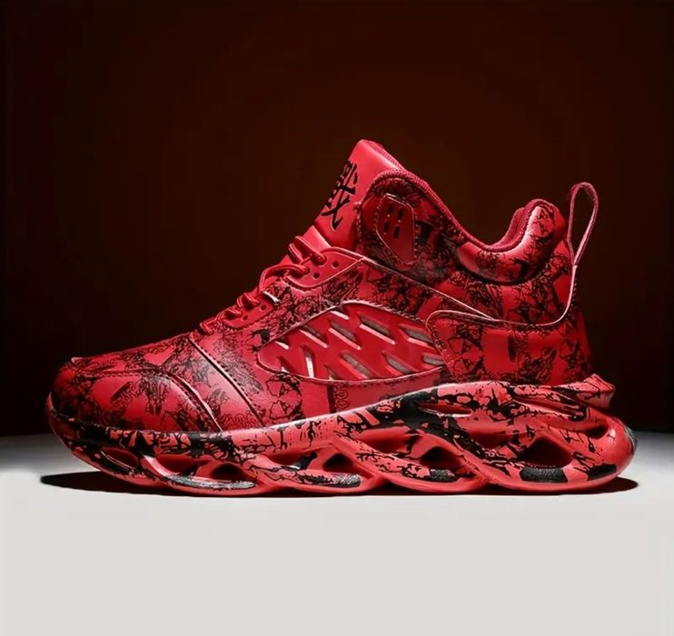 Кросівки чоловічі червоно-чорні великий розмір 47.5 (30.2см)