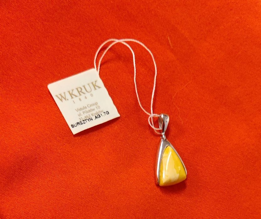 KRUK Zawieszka bursztyn + srebro