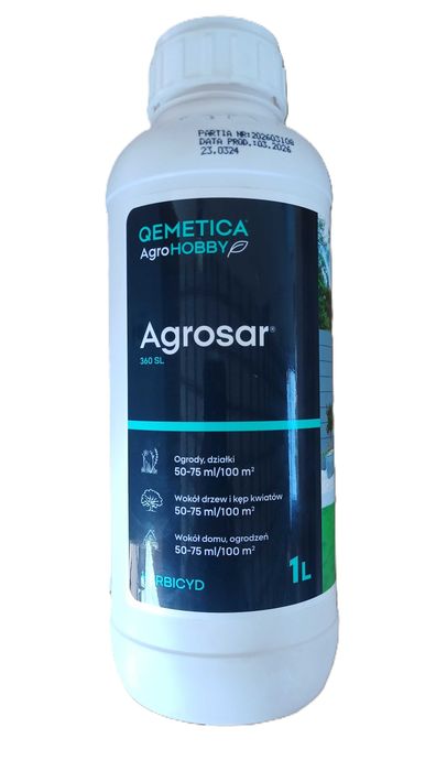 Agrosar 360SL 1Litr dla hobbystów, randap na chwasty na podwórku i na kostce, do zwalczania chwastów wokół domu, Zamiennik Roundup bez zezwolenia,
