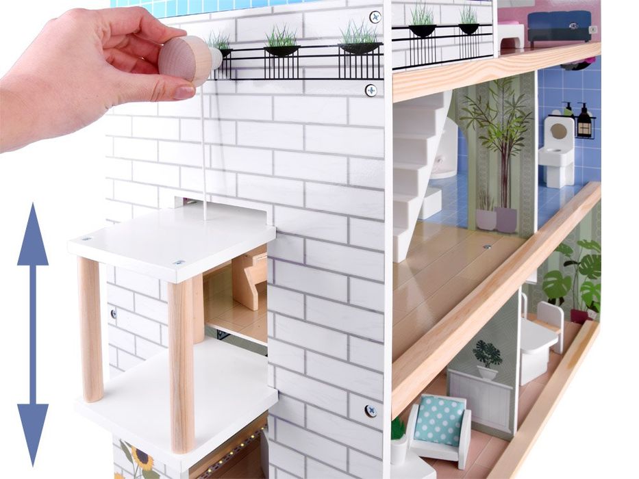 Domek drewniany dla lalek z basenem