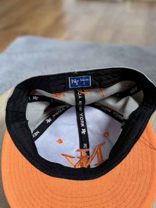 Czapka z daszkiem New York Pomarańczowa Szara