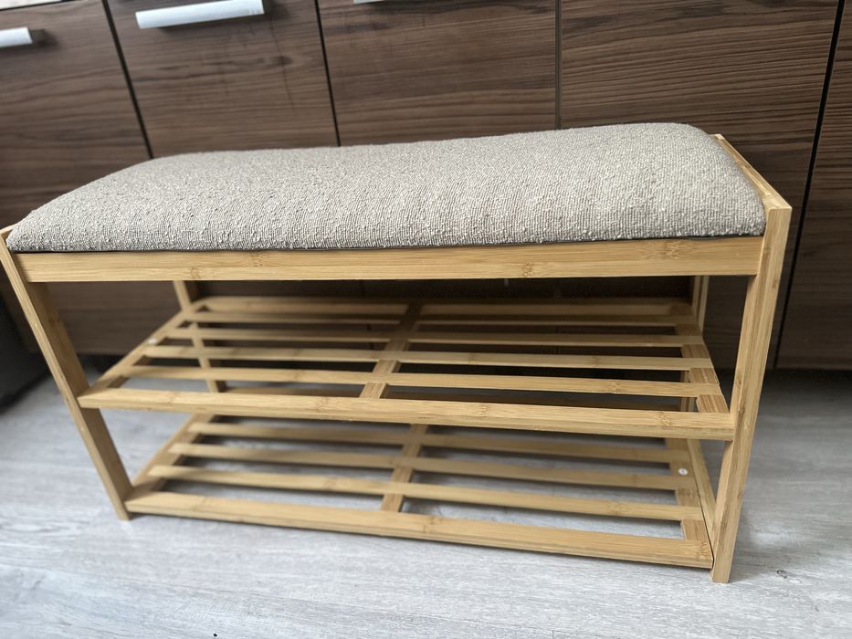 Bambusowa ławka z miejscem na buty