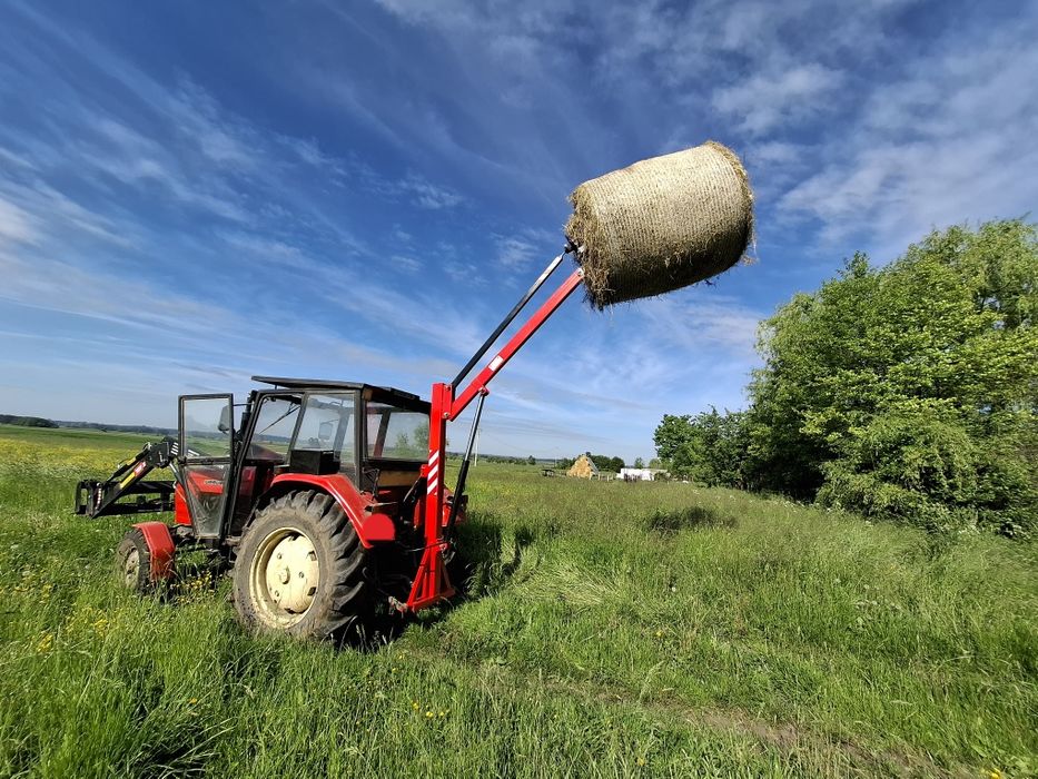 Podnośnik, dzwig do bel, ładowacz hydrauliczny do balotów 4m Tur na tył ciągnika z samopoziomem