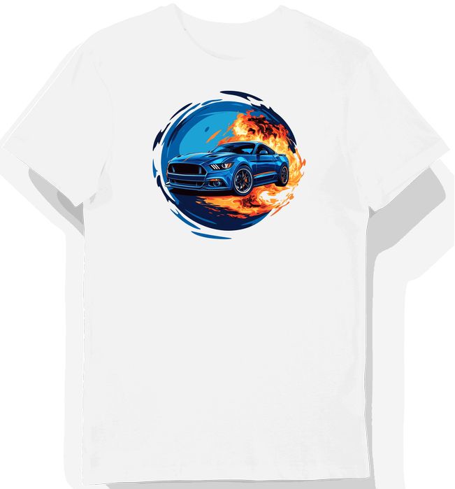 Koszulka męska biała Wyścigowy Duch Ford Mustang GT4 3XL