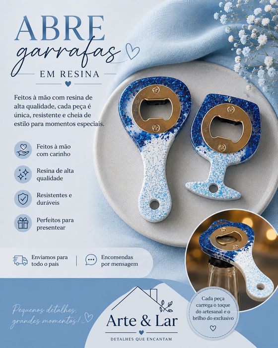 Peças em Resina Artesanais – Cinzeiros, Porta-Chaves, Abre-Latas e Personalizados