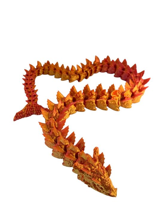 Wodny Smok przegubowy, Aquatic Dragon, druk 3D różowo-żółty, ozdoba