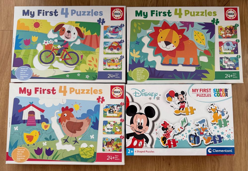 Os primeiros puzzles - 4 caixas, Educa, Clementoni