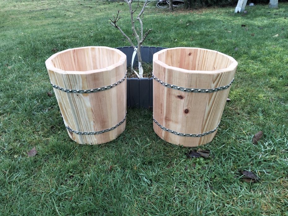 Doniczki drewniane rustykalne