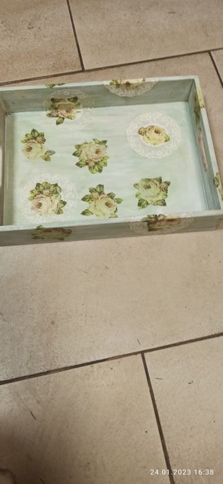 Taca drewniana decoupage