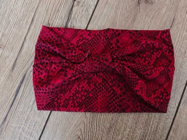 Opaska na głowę z węzłem czerwona we wzorki