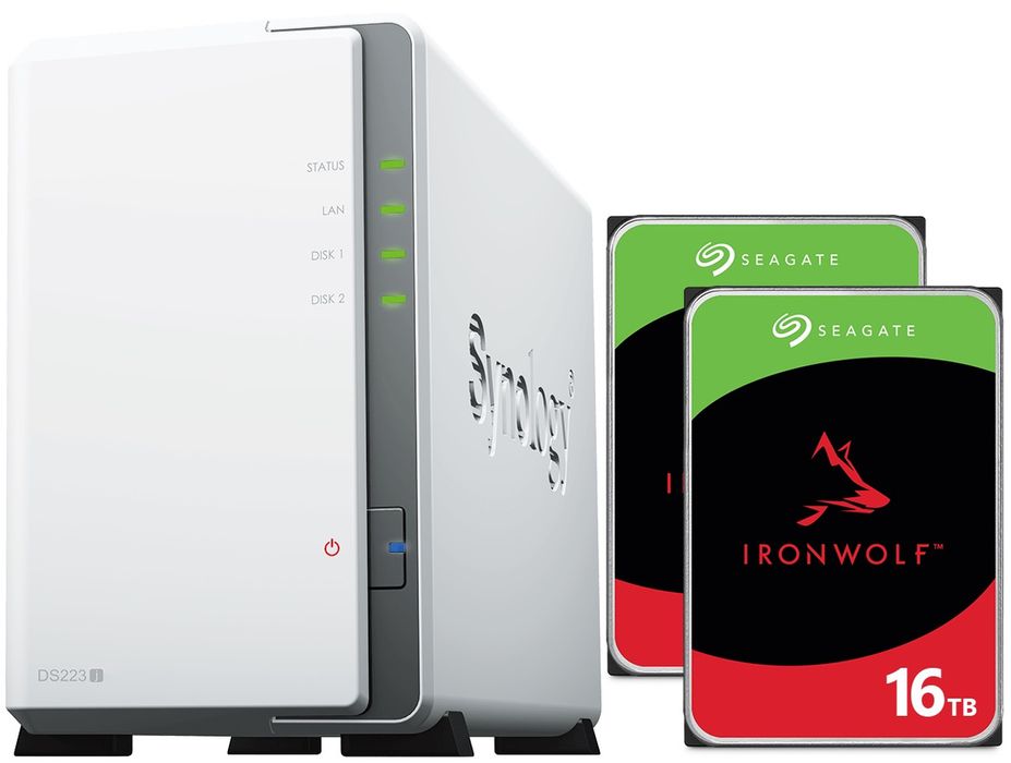 Serwer Nas Synology Diskstation Ds223J 32Tb (2X16Tb) Seagate Ironwolf